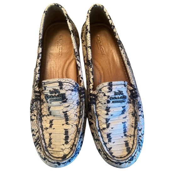 COACH Mary Lock Up Beige Snakeskin Loafers US 5.5 - Picture 2 of 3